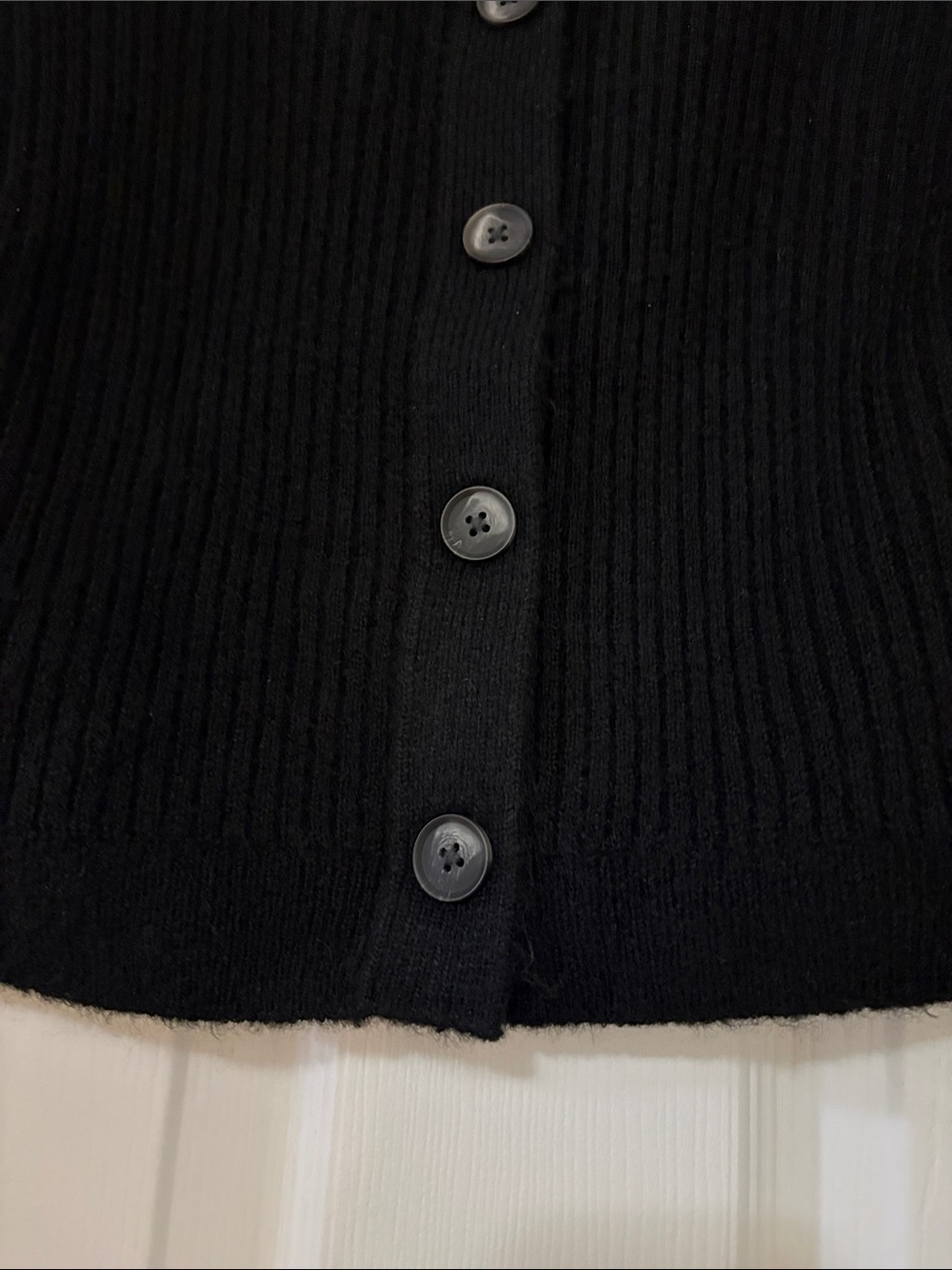 GAP Black Ribbed Collared Button Cardigan - Picture 2 of 5